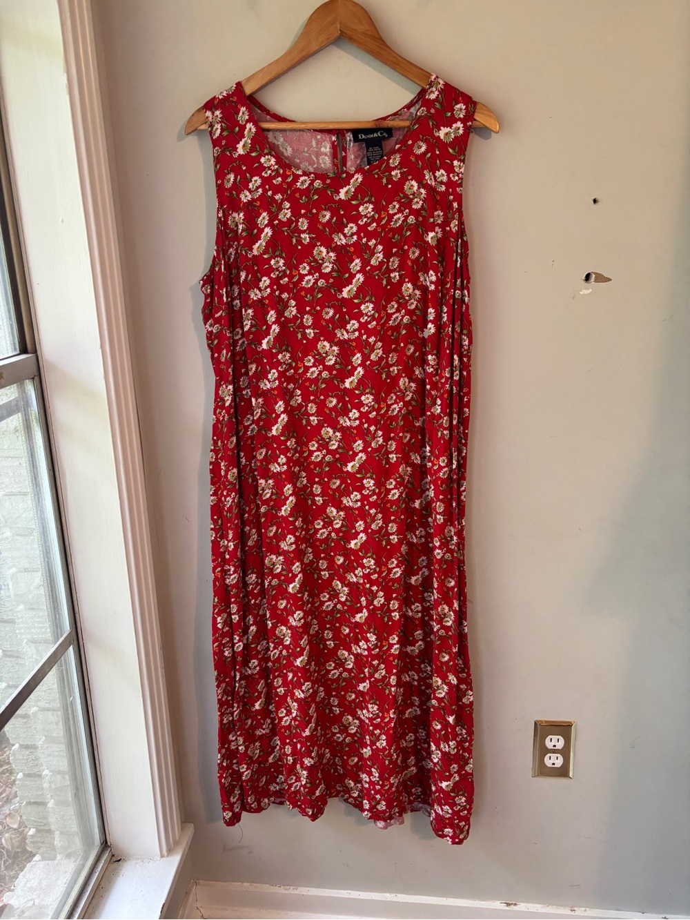 Denim & Co Red Floral Maxi Dress 1X